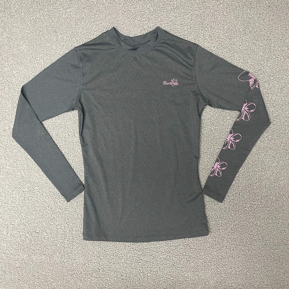 Burnside Long‎ Sleeve Rash Guard Women Size small gray floral